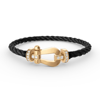 [Max Jewelry ]FORCE LARGE HORSESHOE HALF DIAMOND BRACELET GOLD