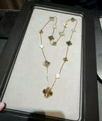 [Plus&Max]DETACHABLE CLOVER 15(11+4) FLOWER ROSE GOLD NECKLACE SET