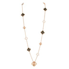 [Plus&Max]DETACHABLE CLOVER 15(11+4) FLOWER ROSE GOLD NECKLACE SET