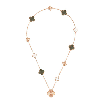 [Max Jewelry ]DETACHABLE CLOVER 15(11+4) FLOWER ROSE GOLD NECKLACE SET