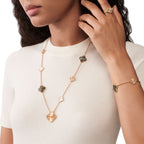 [Plus&Max]DETACHABLE CLOVER 15(11+4) FLOWER ROSE GOLD NECKLACE SET