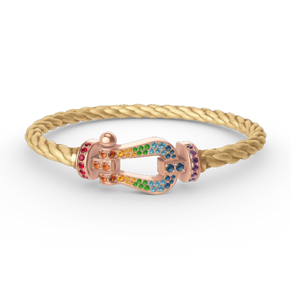 [Max Jewelry ]FORCE LARGE HORSESHOE  COLORED DIAMOND BRACELET ROSE GOLD