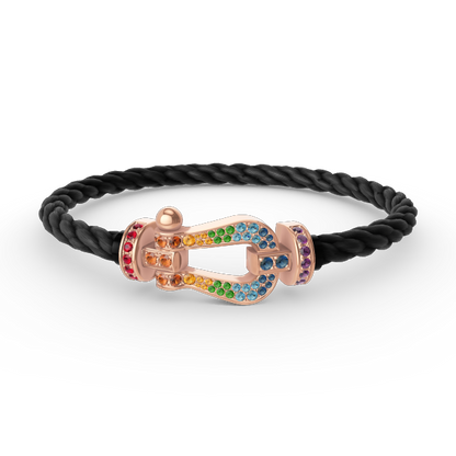 [Max Jewelry ]FORCE LARGE HORSESHOE  COLORED DIAMOND BRACELET ROSE GOLD