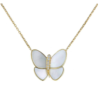 [Max Jewelry ]BUTTERFLY GOLD MOP DIAMOND NECKLACE