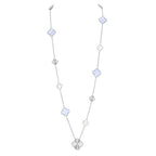 [Plus&Max]DETACHABLE CLOVER 15(11+4) FLOWER SILVER NECKLACE SET