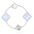 [Plus&Max]DETACHABLE CLOVER 15(11+4) FLOWER SILVER NECKLACE SET