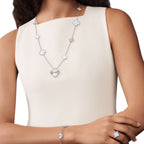 [Plus&Max]DETACHABLE CLOVER 15(11+4) FLOWER SILVER NECKLACE SET