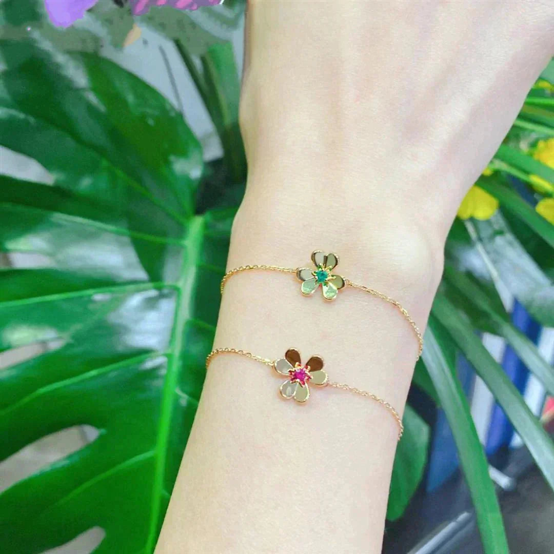 [Max Jewelry ]FRIVOLE GOLD FLOWER PINK MALACHITE BRACELET