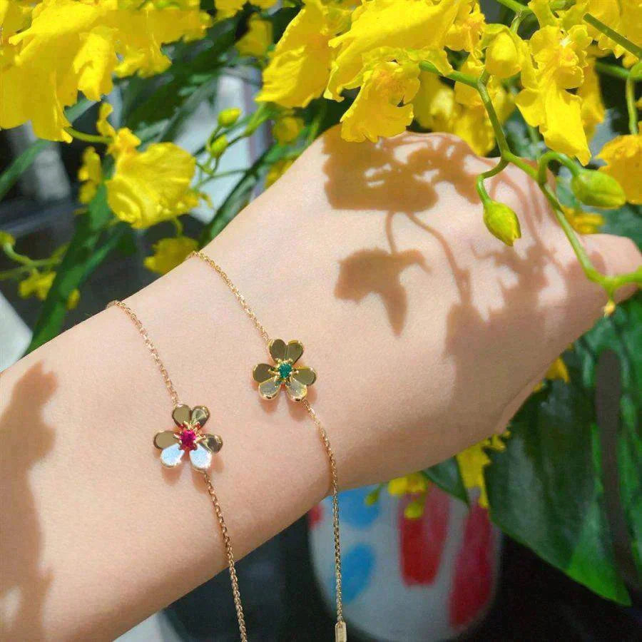 [Max Jewelry ]FRIVOLE GOLD FLOWER PINK MALACHITE BRACELET