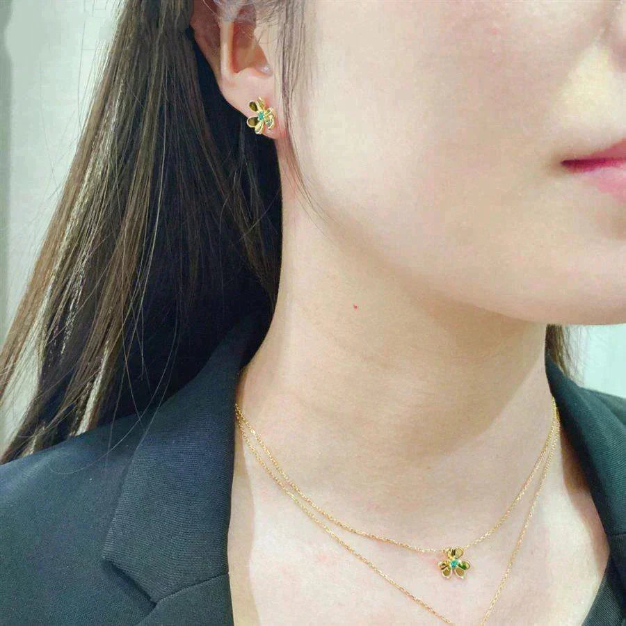 [Max Jewelry ]FRIVOLE  FLOWER MALACHITE EARRINGS