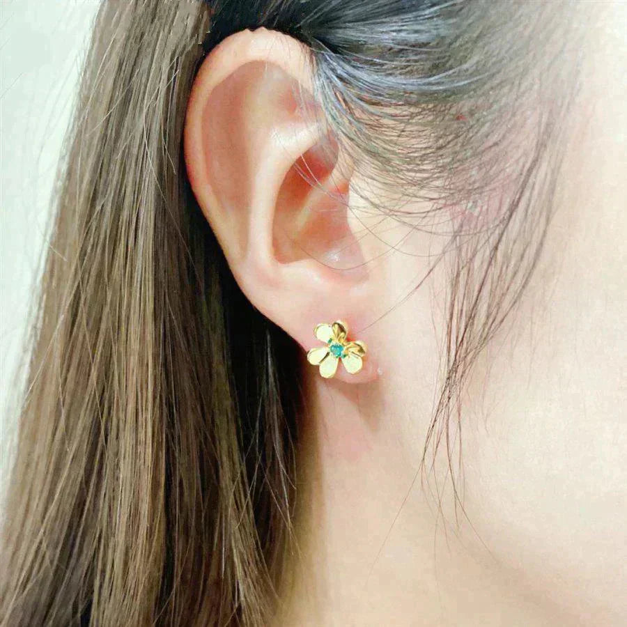[Max Jewelry ]FRIVOLE  FLOWER MALACHITE EARRINGS