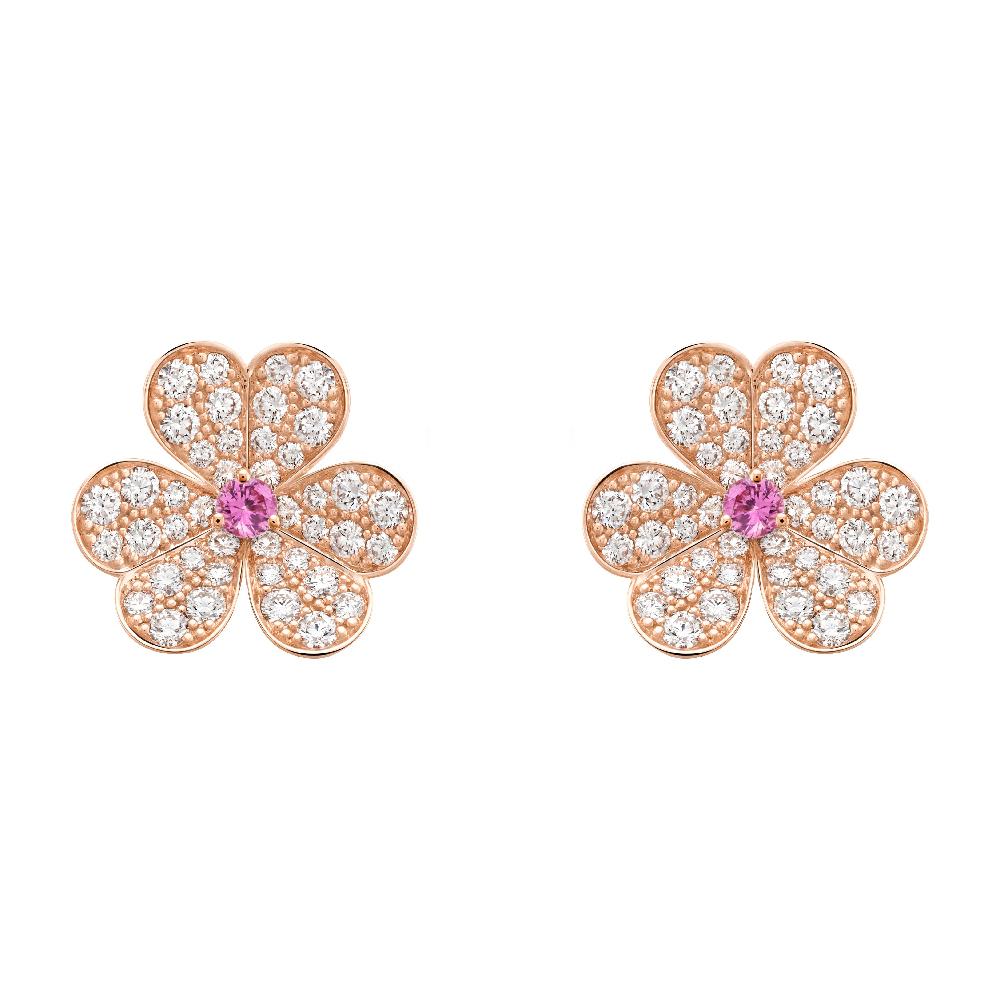 [Max Jewelry ]FRIVOLE PINK GOLD FLOWER DIAMOND EARRINGS