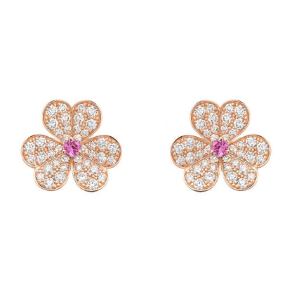 [Max Jewelry ]FRIVOLE PINK GOLD FLOWER DIAMOND EARRINGS