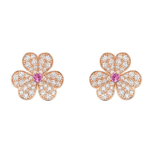 [Max Jewelry ]FRIVOLE PINK GOLD FLOWER DIAMOND EARRINGS