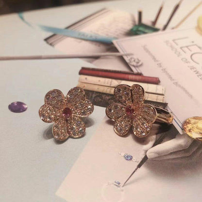 [Max Jewelry ]FRIVOLE PINK GOLD FLOWER DIAMOND EARRINGS