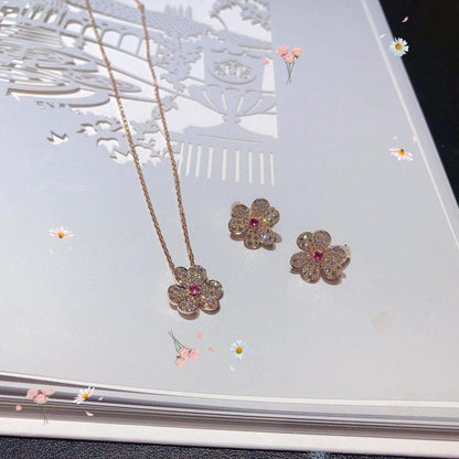 [Max Jewelry ]FRIVOLE PINK GOLD FLOWER DIAMOND EARRINGS