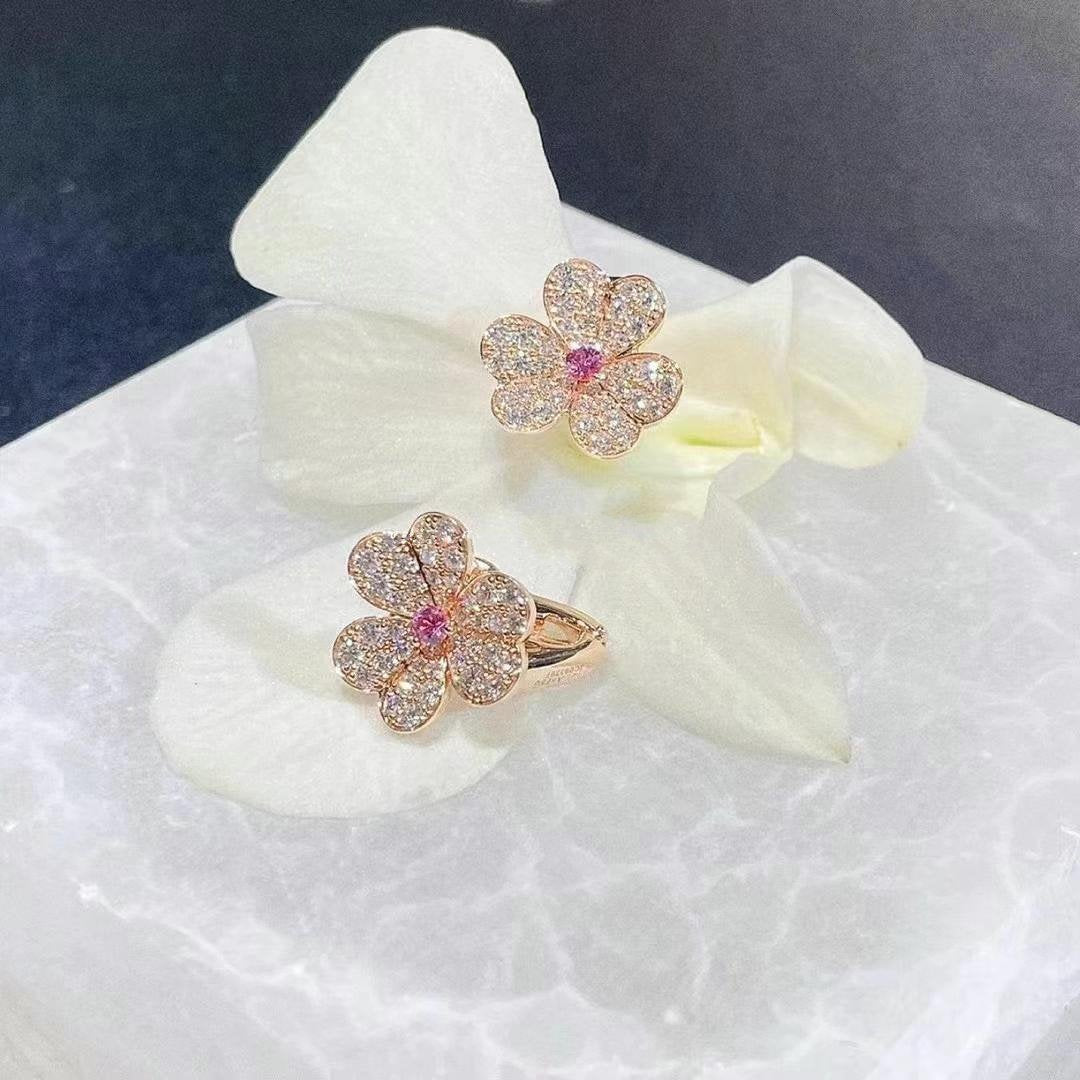 [Max Jewelry ]FRIVOLE PINK GOLD FLOWER DIAMOND EARRINGS