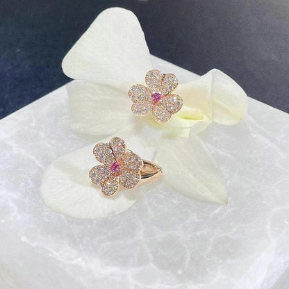 [Max Jewelry ]FRIVOLE PINK GOLD FLOWER DIAMOND EARRINGS