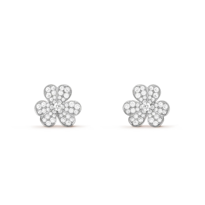 [Max Jewelry ]FRIVOLE SILVER FLOWER DIAMOND EARRINGS
