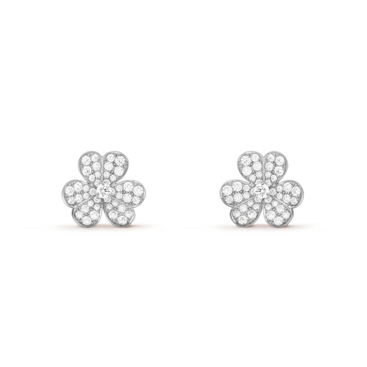 [Max Jewelry ]FRIVOLE SILVER FLOWER DIAMOND EARRINGS