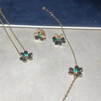 [Plus&Max]FRIVOLE  FLOWER MALACHITE EARRINGS