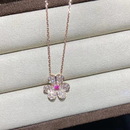 [Max Jewelry ]FRIVOLE ROSE GOLD FLOWER DIAMOND NECKLACE