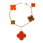 [Plus&Max]CLOVER BRACELET 5 MOTIFS CARNELIAN TIGER EYE