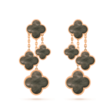 [Max Jewelry ]CLOVER EARRINGS DARK MOP 4 MOTIFS ROSE GOLD