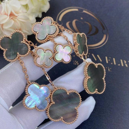 [Max Jewelry ]CLOVER EARRINGS DARK MOP 4 MOTIFS ROSE GOLD
