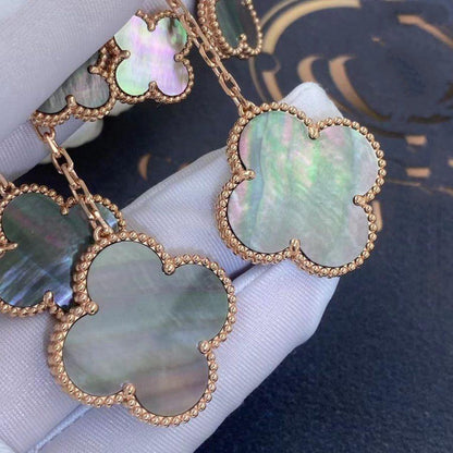 [Max Jewelry ]CLOVER EARRINGS DARK MOP 4 MOTIFS ROSE GOLD