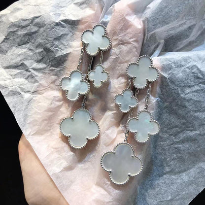 [Max Jewelry ]CLOVER EARRINGS WHITE MOP 4 MOTIFS SILVER
