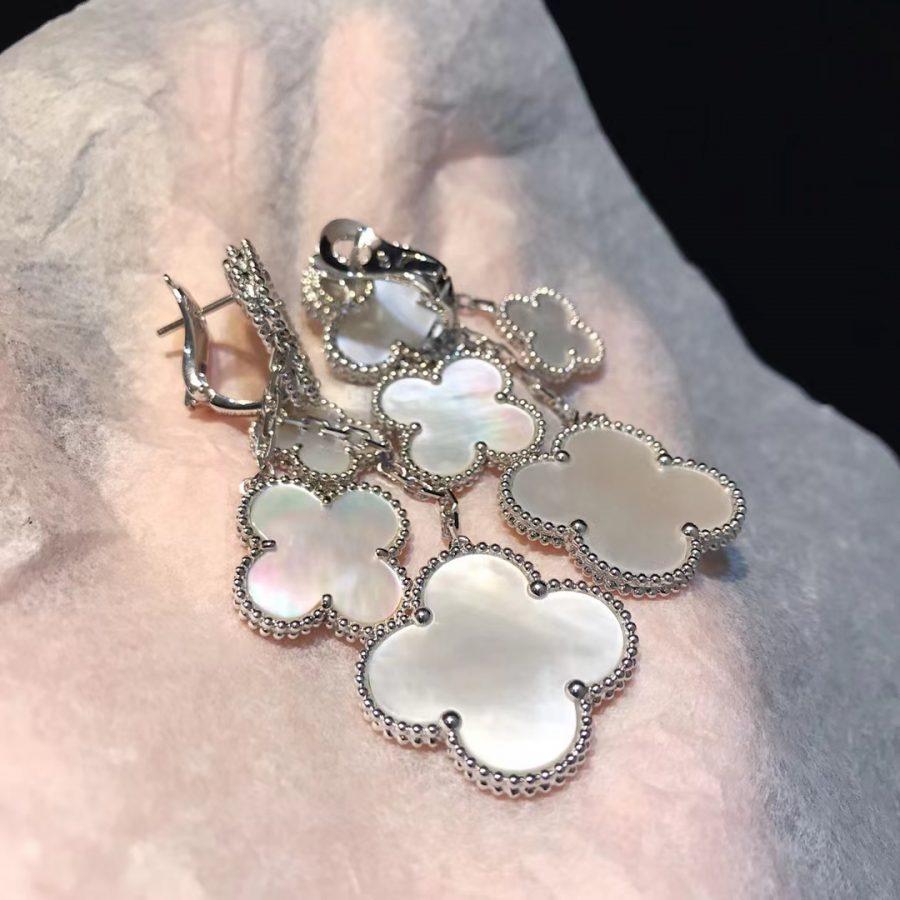 [Max Jewelry ]CLOVER EARRINGS WHITE MOP 4 MOTIFS SILVER