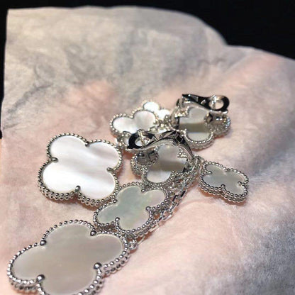 [Max Jewelry ]CLOVER EARRINGS WHITE MOP 4 MOTIFS SILVER