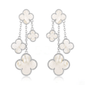 [Plus&Max]CLOVER EARRINGS WHITE MOP 4 MOTIFS SILVER