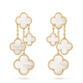 [Plus&Max]CLOVER EARRINGS WHITE MOP 4 MOTIFS GOLD
