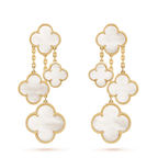 [Plus&Max]CLOVER EARRINGS WHITE MOP 4 MOTIFS GOLD
