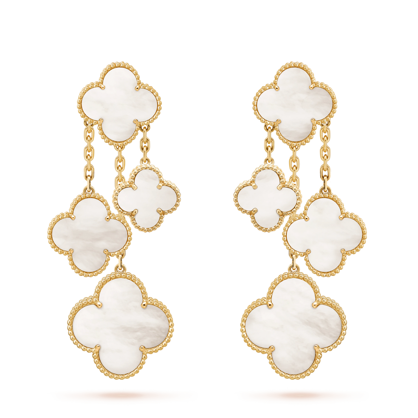 [Max Jewelry ]CLOVER EARRINGS WHITE MOP 4 MOTIFS GOLD