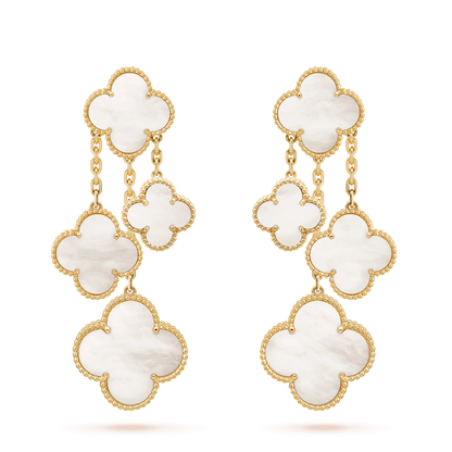 [Max Jewelry ]CLOVER EARRINGS WHITE MOP 4 MOTIFS GOLD