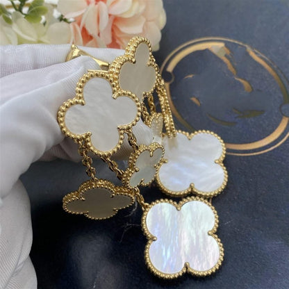 [Max Jewelry ]CLOVER EARRINGS WHITE MOP 4 MOTIFS GOLD