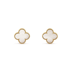 [Plus&Max]CLOVER MEDIUM 1 MOTIFS  WHITE MOP STUD EARRINGS