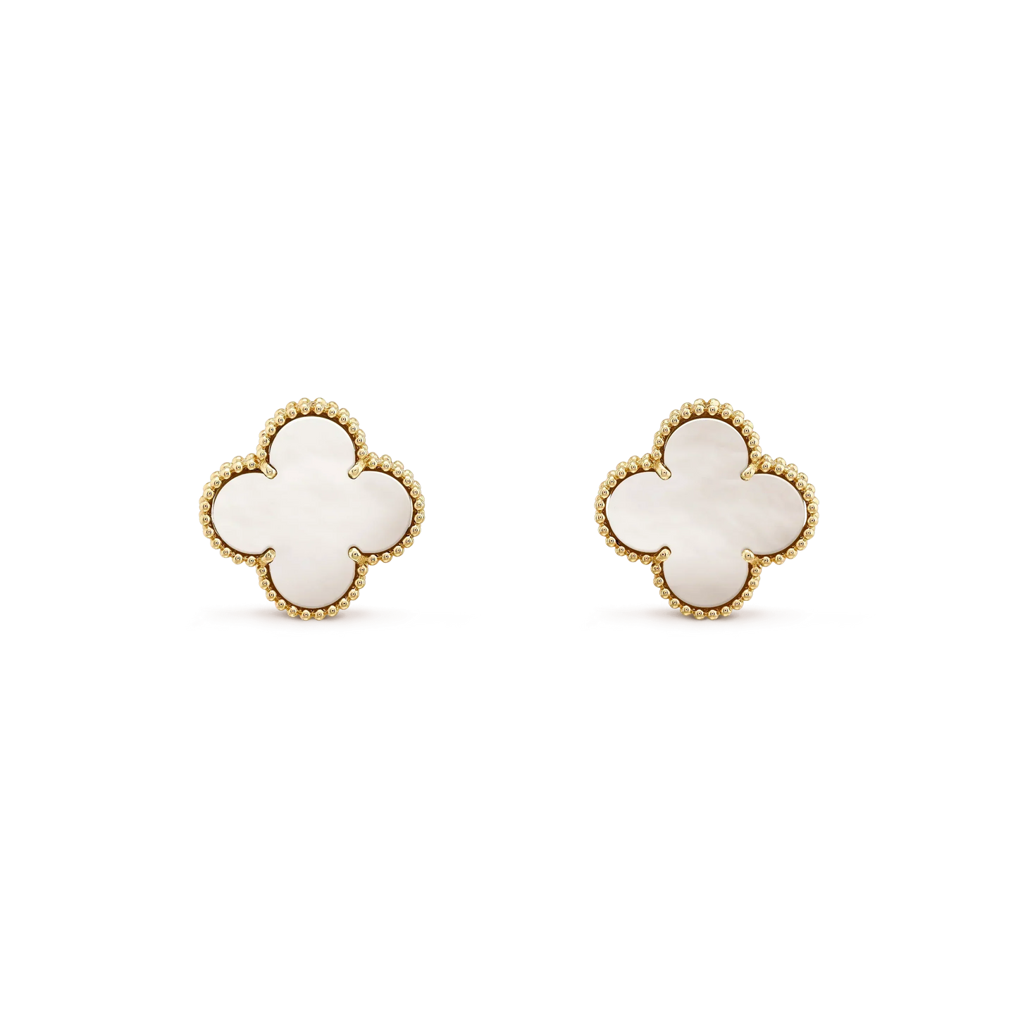 [Max Jewelry ]CLOVER MEDIUM 1 MOTIFS  WHITE MOP STUD EARRINGS