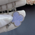 [Plus&Max]CLOVER SILVER CHALCEDONY BIG CLOVER NECKLACE