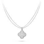 [Plus&Max]CLOVER 25MM SILVER FULL DIAMOND BIG CLOVER NECKLACE