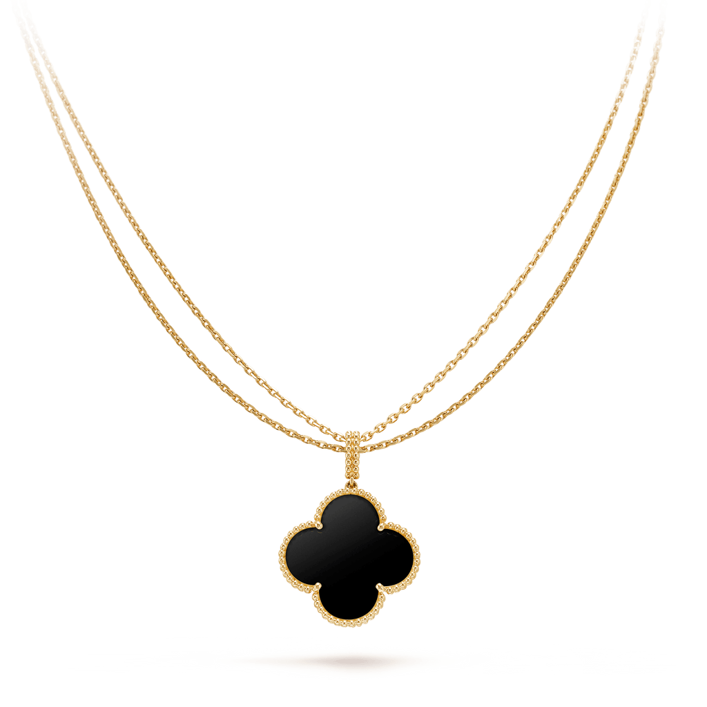 [Plus&Max]CLOVER 25MM GOLD ONYX BIG CLOVER NECKLACE