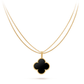 [Plus&Max]CLOVER 25MM GOLD ONYX BIG CLOVER NECKLACE