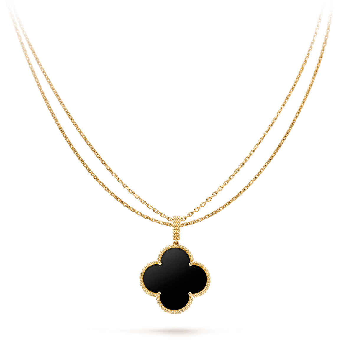 [Plus&Max]CLOVER 25MM GOLD ONYX BIG CLOVER NECKLACE