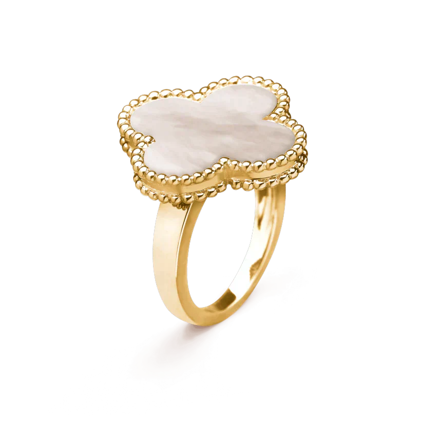 [Max Jewelry ]CLOVER WHITE MOP RING