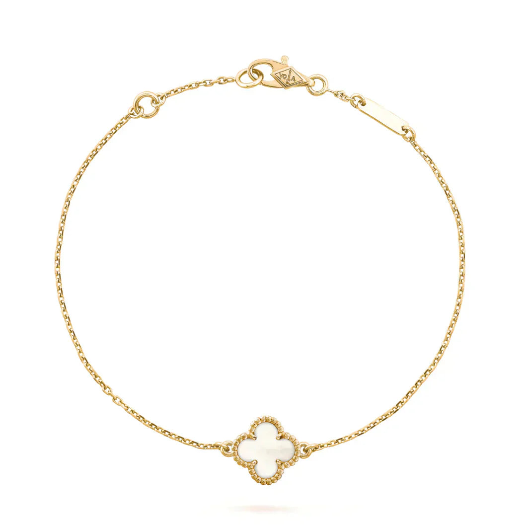 [Max Jewelry ]CLOVER WHITE MOP SINGLE FLOWER BRACELET