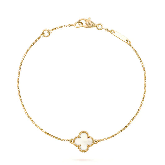 [Max Jewelry ]CLOVER WHITE MOP SINGLE FLOWER BRACELET