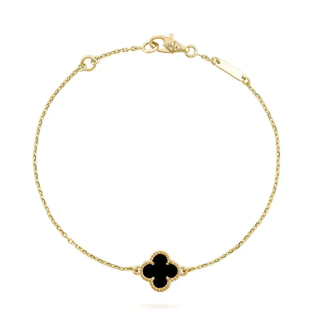 [Plus&Max]CLOVER ONYX SINGLE FLOWER BRACELET
